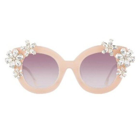 ?ALICE + OLIVIA? Madison Floral Sunglasses Blush Acetate Swarovski Crystal NWT main image 6
